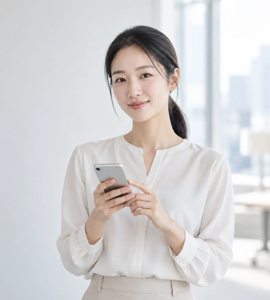 창원 개인돈 대출 상담을 휴대전화로 안내받는 고객