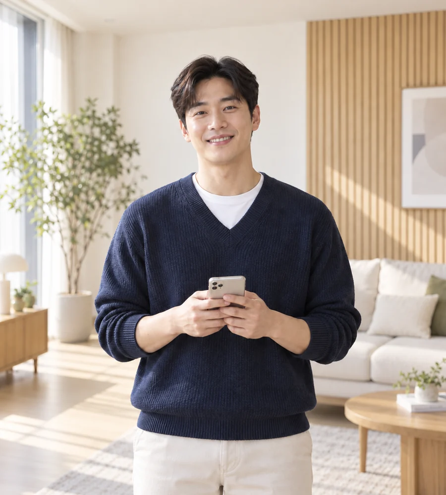 창원 개인돈 대출 상담을 휴대전화로 안내받는 고객