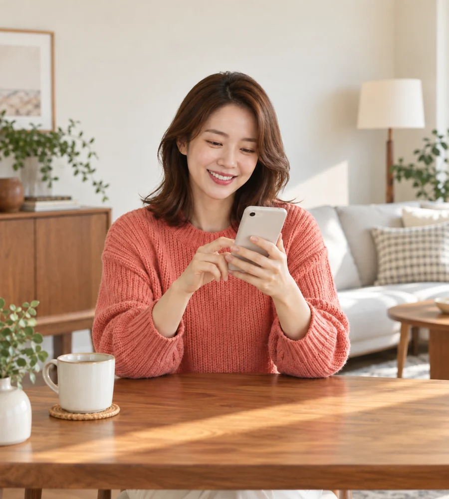 창원 개인돈 대출 상담을 휴대전화로 안내받는 고객